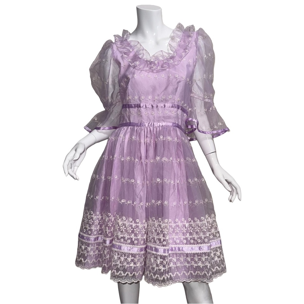 Regency Handmade Pastel Lace Tea Party Dress Coquette Fairy Bridgerton Costume